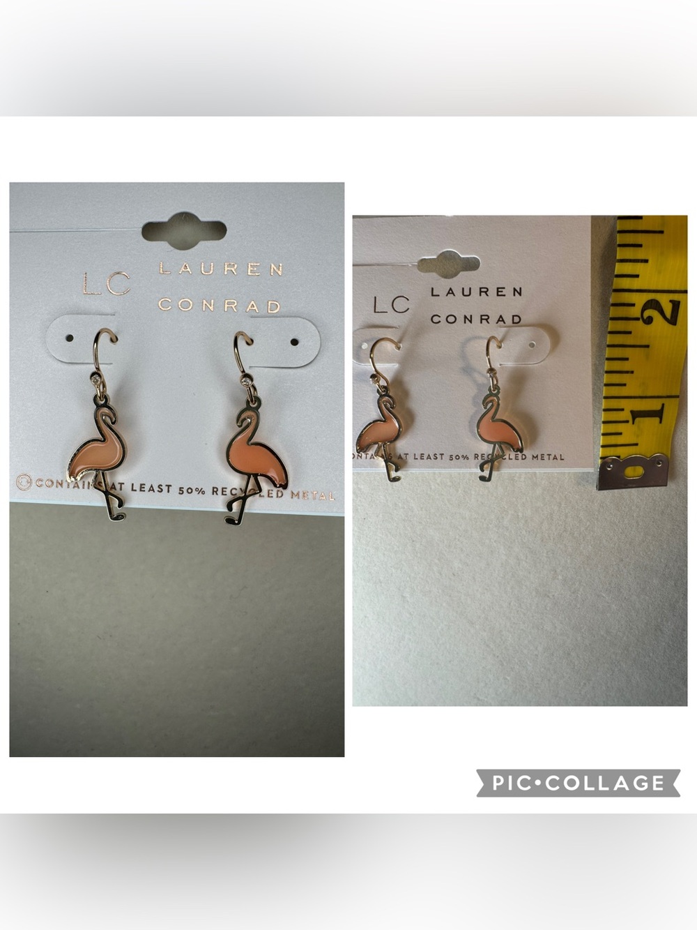 NWT LC Lauren Conrad Pink Flamingo Drop Earrings